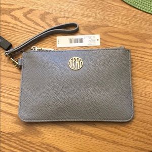 DKNY NWT Gray Wristlet Pouch